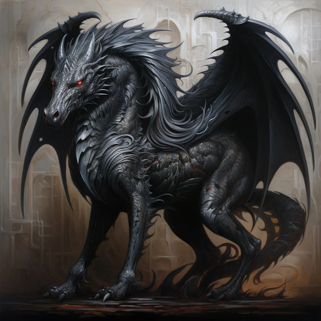 Dark Grey Dragon Horse Diamond Art Kit