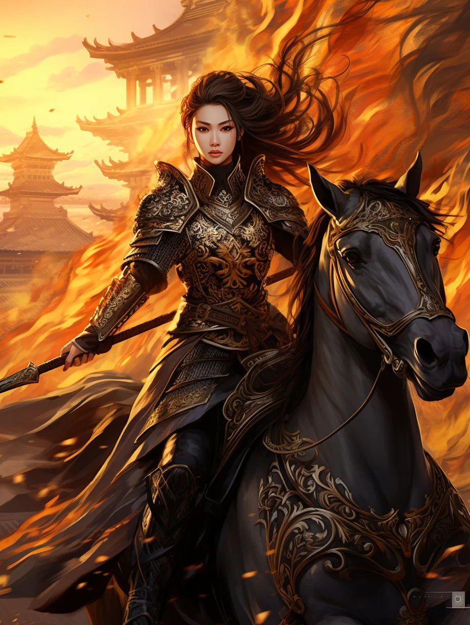 Blackhorse Chinese Warrior Woman Diamond Art Kit