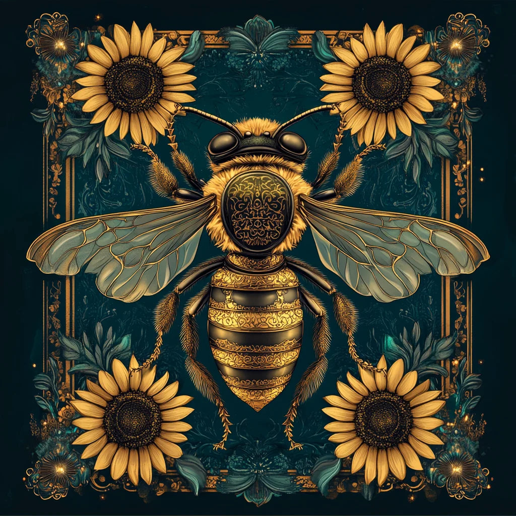 Four Sunflower Bee Diamond Art Kit