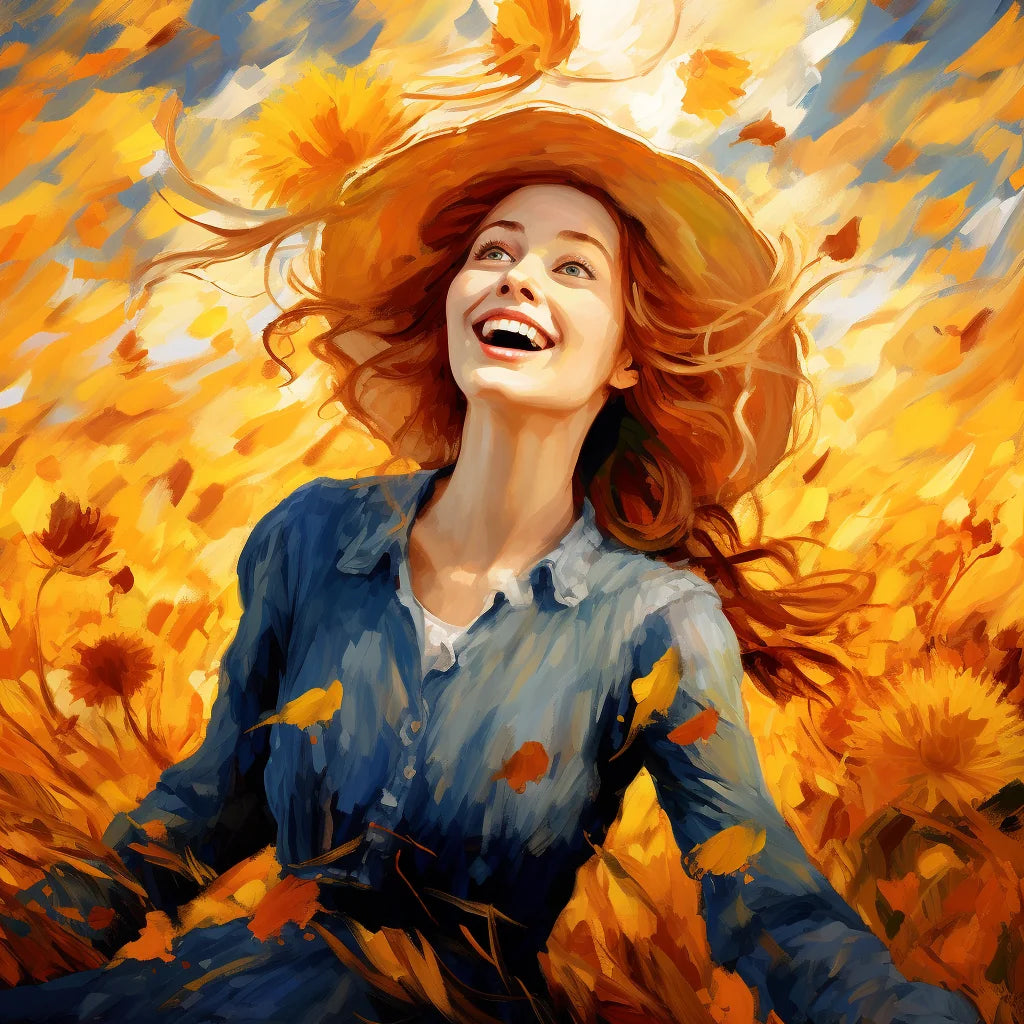 Blowing Leaves Woman Diamond Art Kit