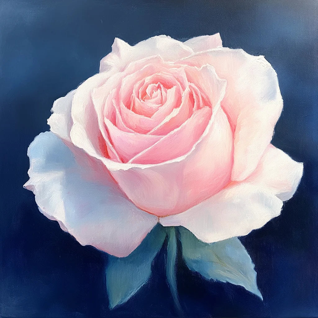Dark Blue Background Pink Rose Diamond Art Kit