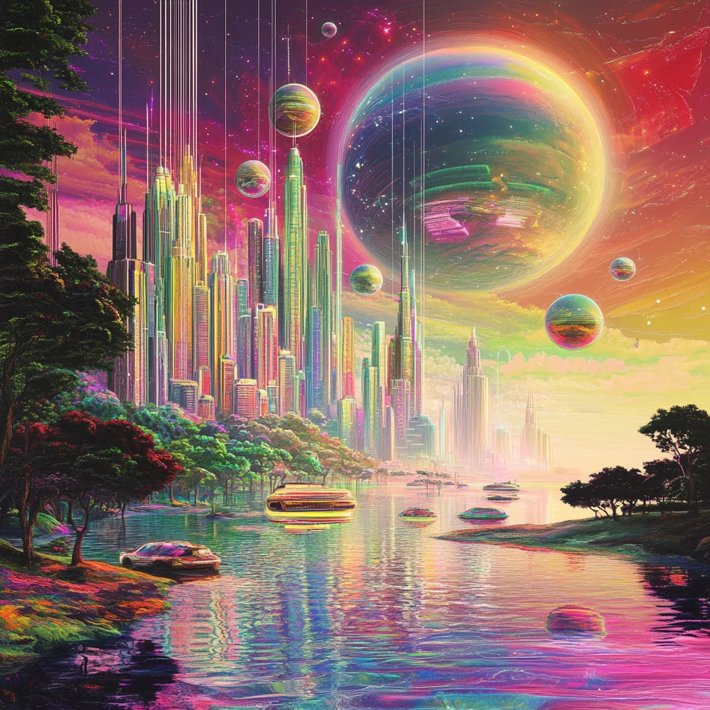 Riverside Futuristic City Diamond Art Kit