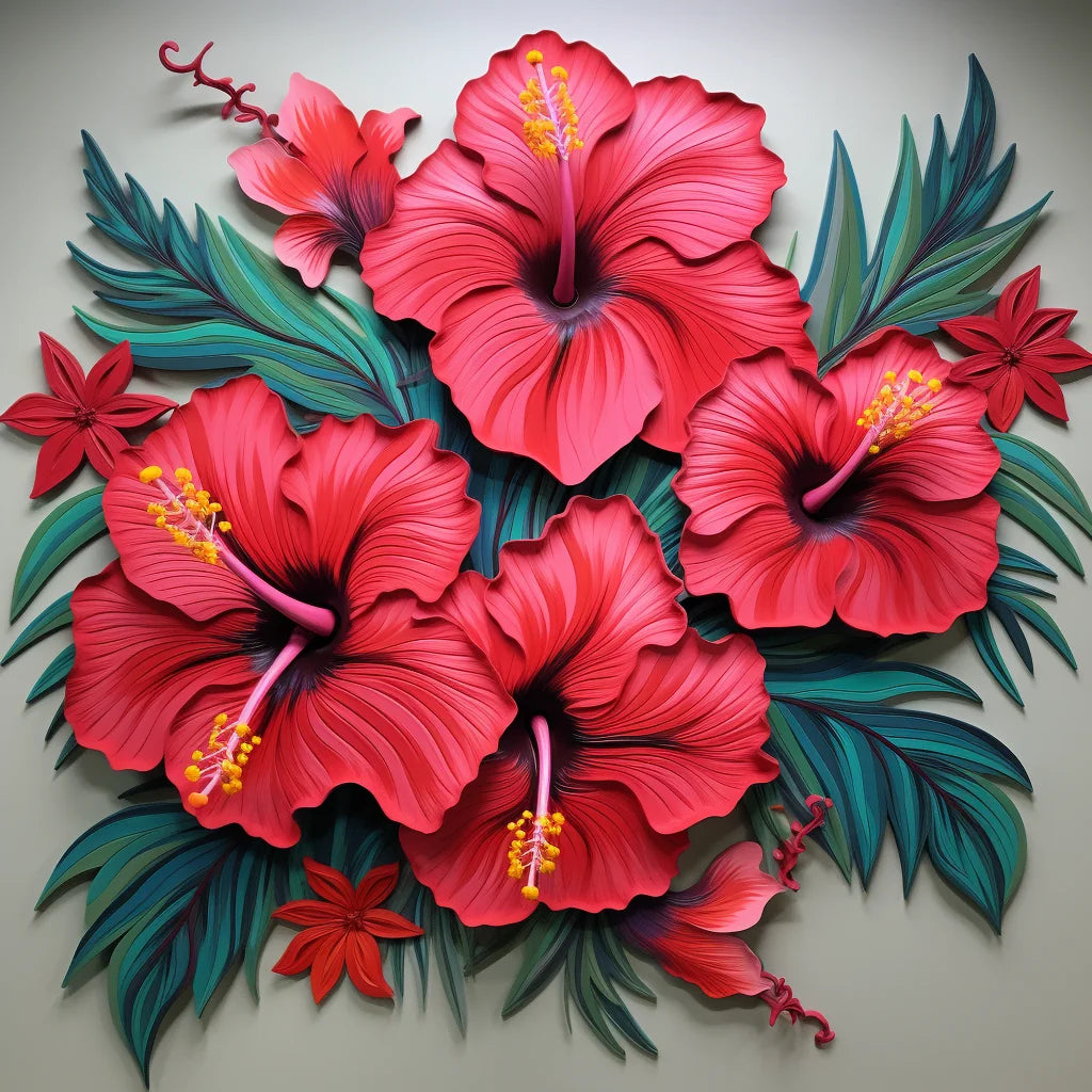 Four Hibiscus Diamond Art Kit