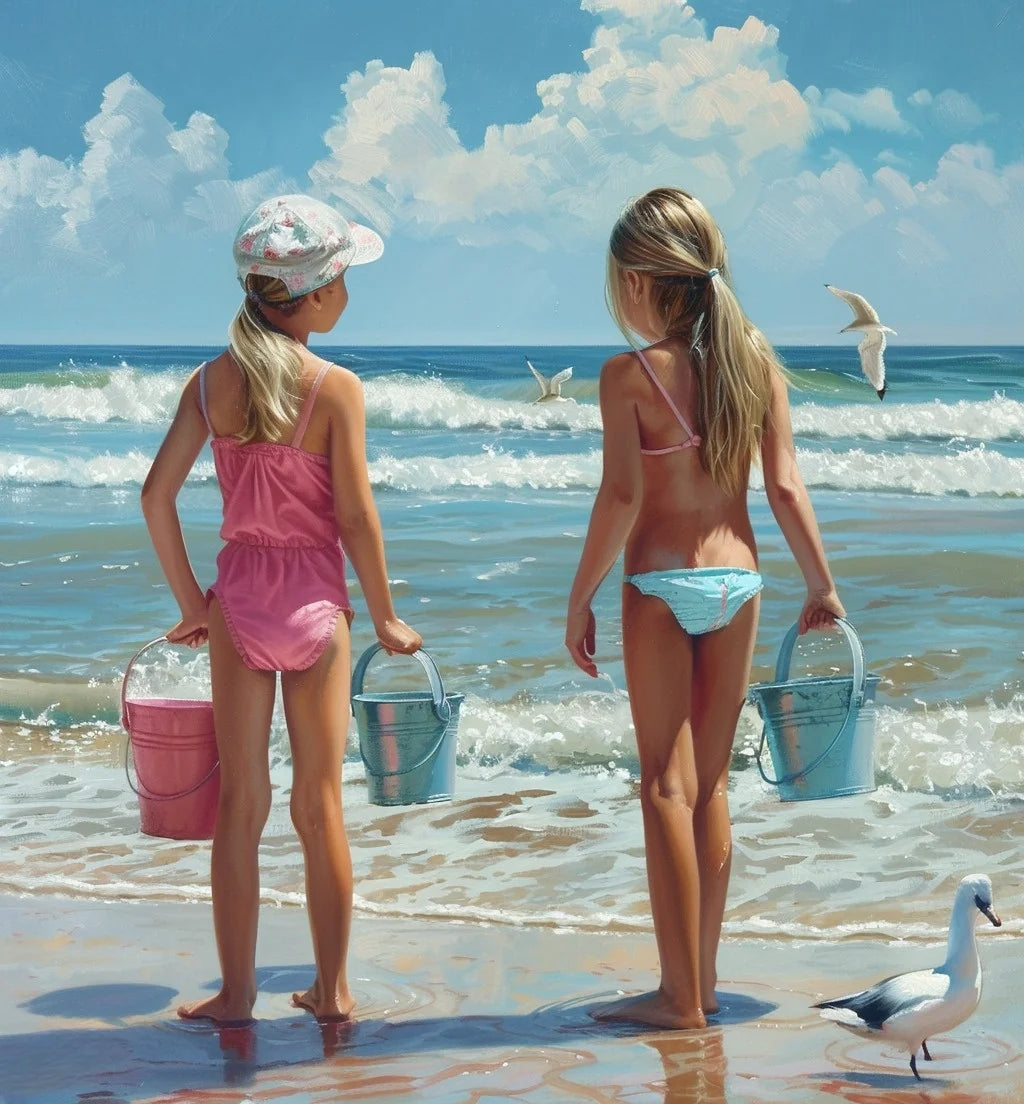 Two Girls Beach Pails Diamond Art Kit