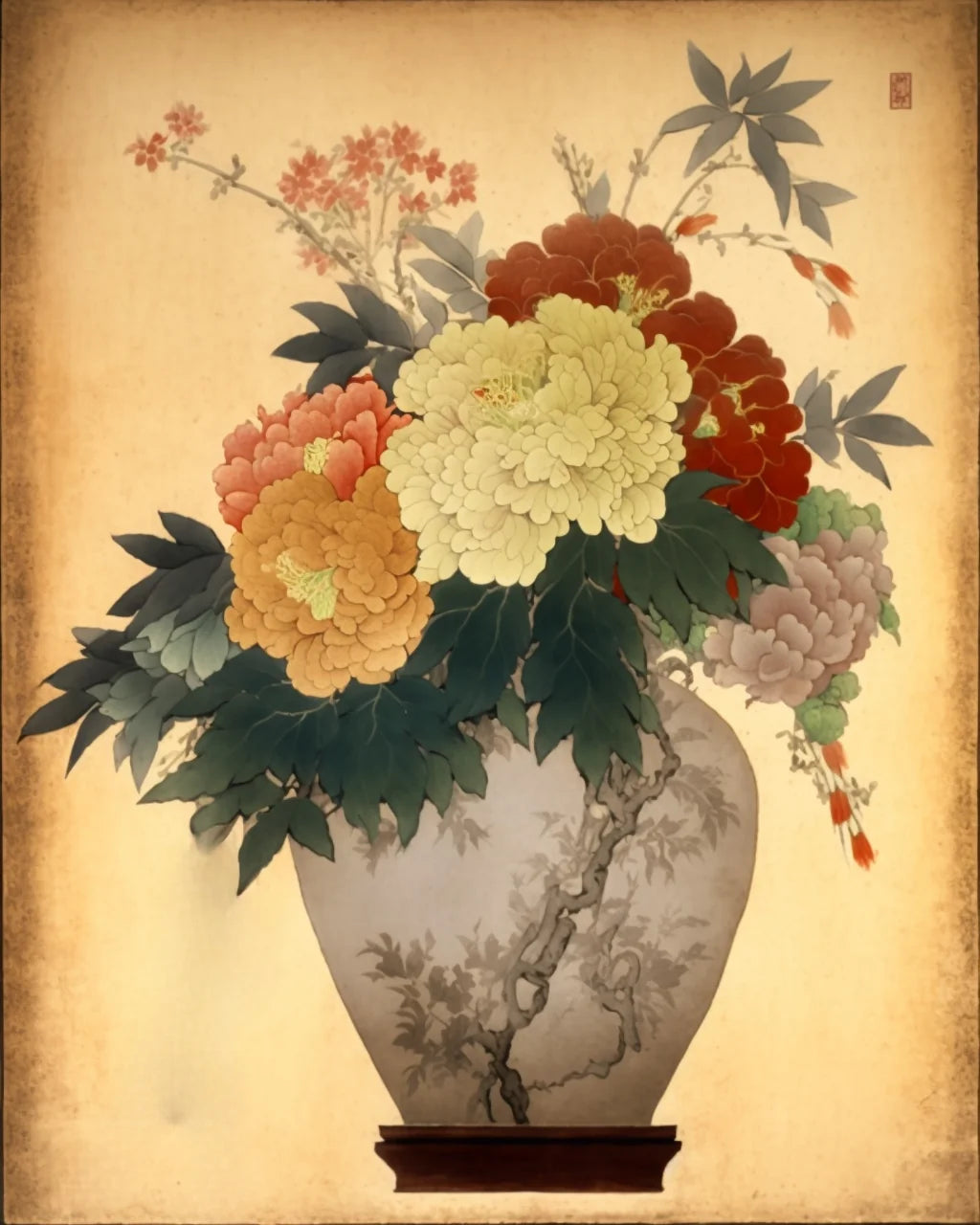 Yellow Background Vase Of Flowers Diamond Art Kit