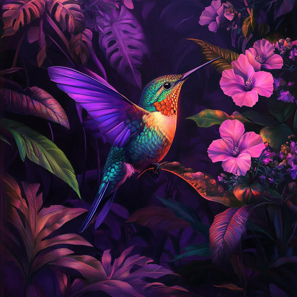 Rainbow Purple Wing Hummingbird Diamond Art Kit