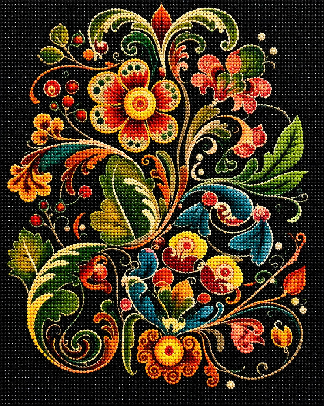 Abstract Orange Flower Design Diamond Art Kit