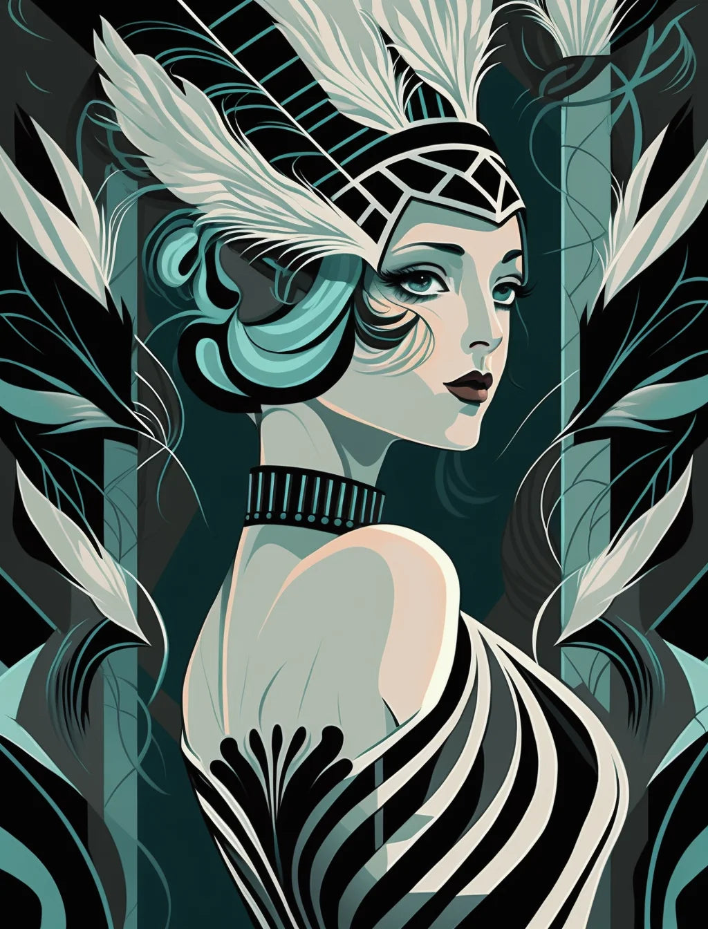Art Deco Woman Abstract Diamond Art Kit