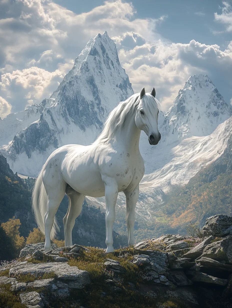 Rocky Mountain White Stallion Diamond Art Kit