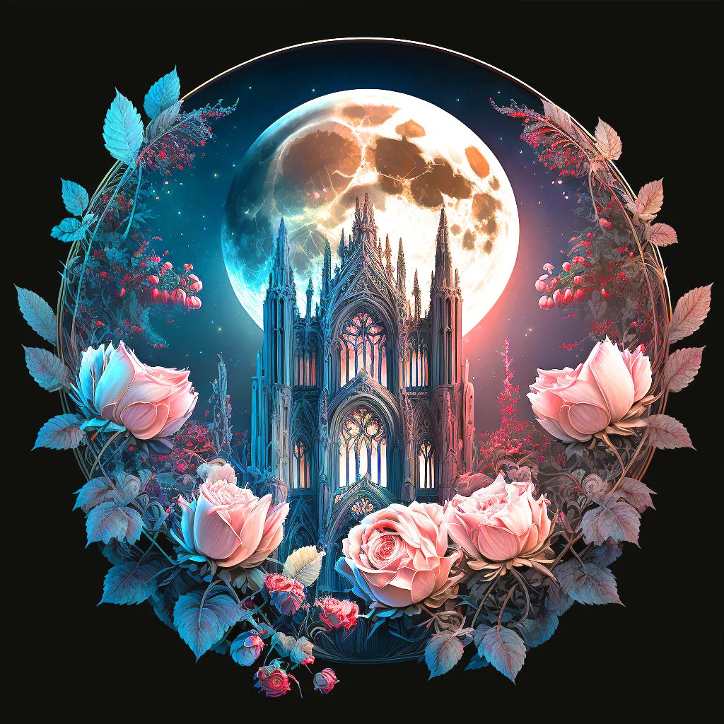 Pink Roses Castle Diamond Art Kit