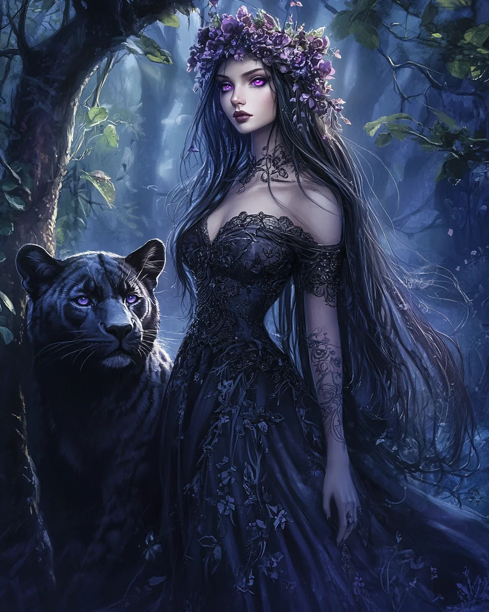 Black Tiger Purple Eye Princess Diamond Art Kit