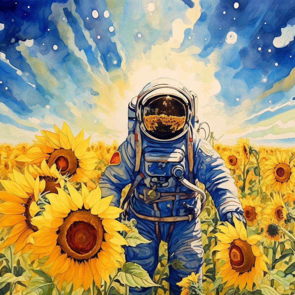 Sunflower Field Astronaut Diamond Art Kit