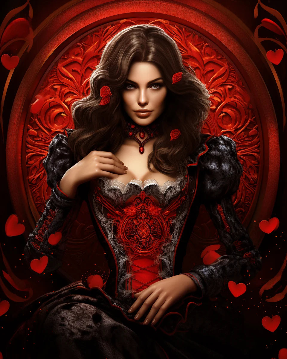 Black Red Dress Woman Diamond Art Kit