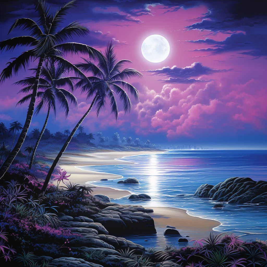 Three Palms Moonlight Diamond Art Kit