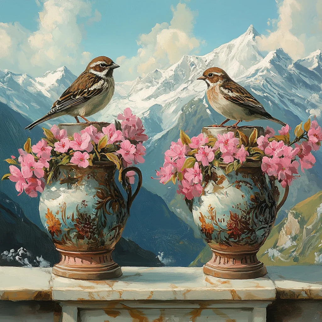 Mountain Vases Birds Diamond Art Kit