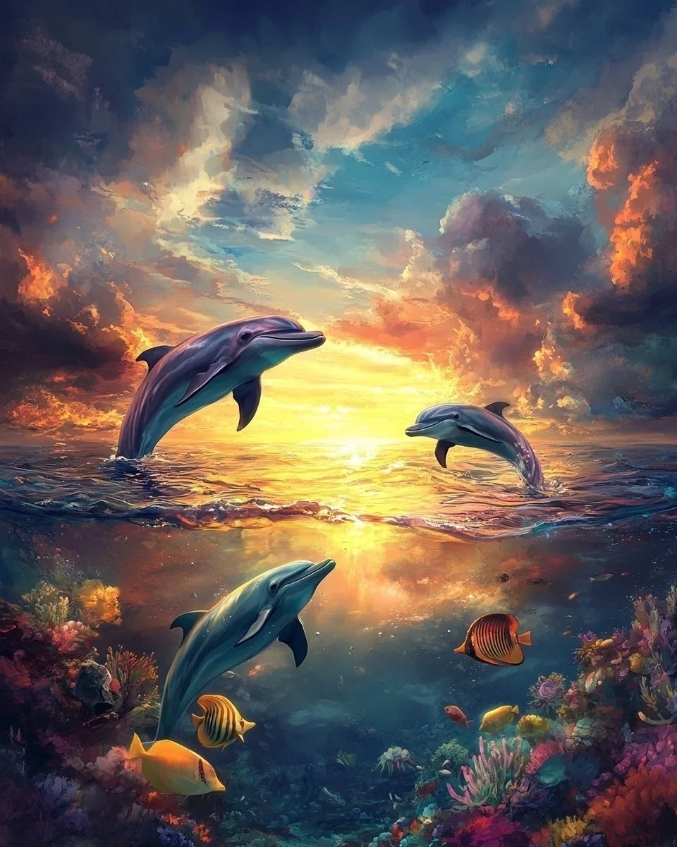 Dolphins In The Sea Diamond Art Kit
