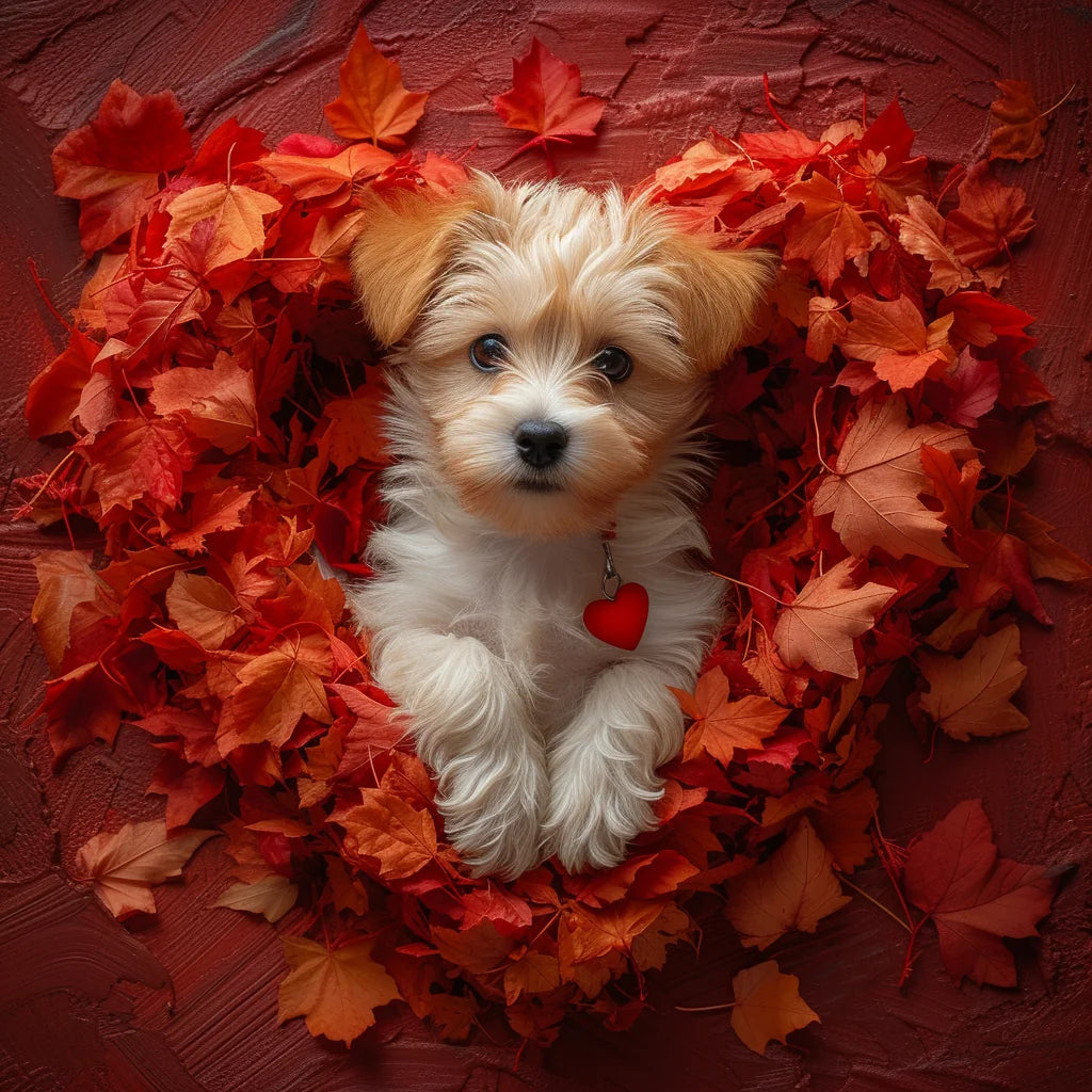 Leaf Heart Puppy Diamond Art Kit
