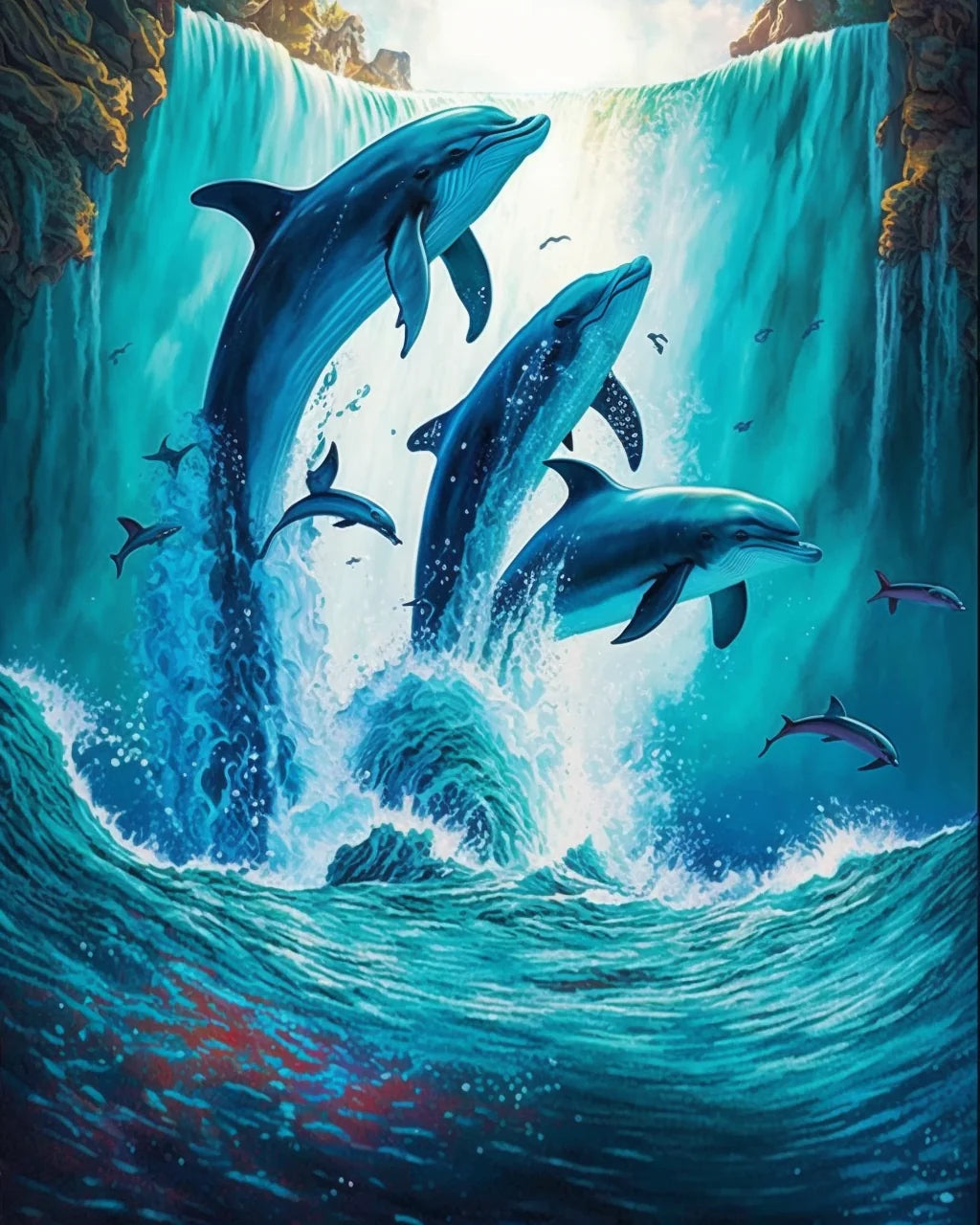 Dolphin Waterfalls Diamond Art Kit
