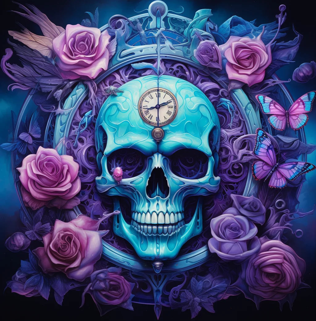 Clock Forehead Skull Diamond Art Kit