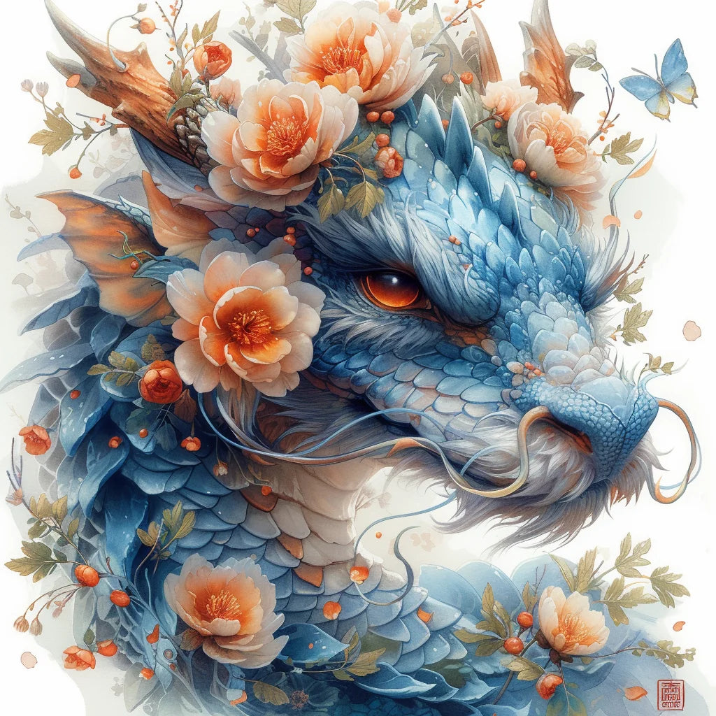 Peach Flower Bluedragon Diamond Art Kit