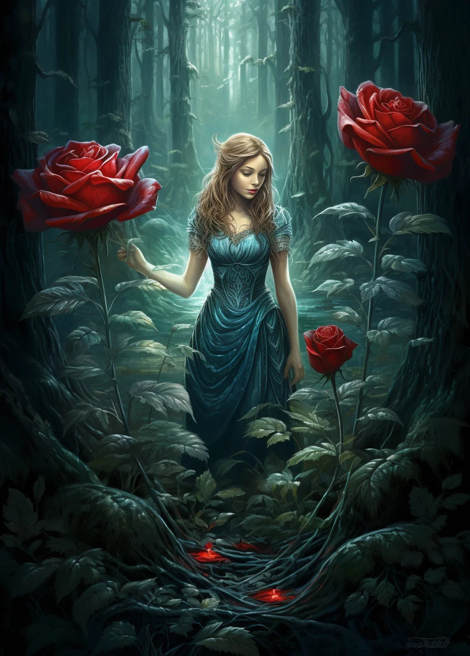 Forest Rose Girl Diamond Art Kit