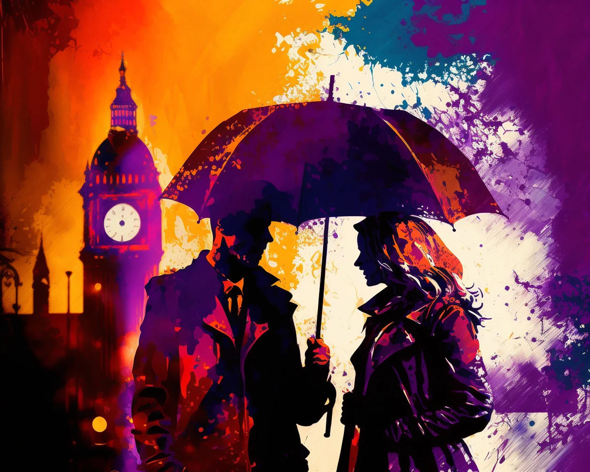 Abstract Man Woman Umbrella Diamond Art Kit