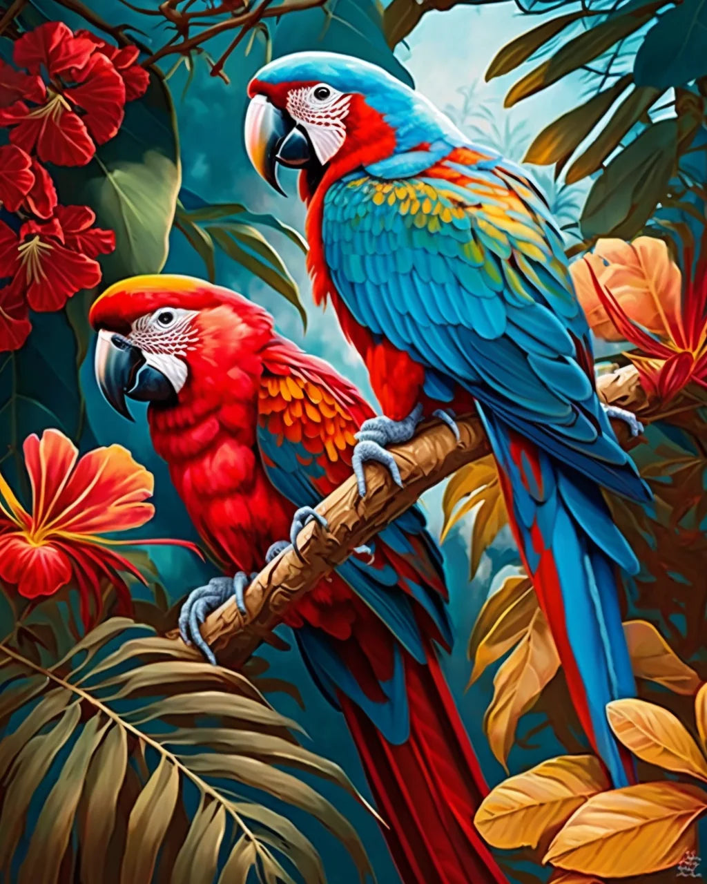 Red Light Blue Macaw Diamond Art Kit