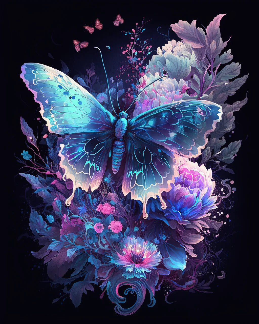 Blue Glowing Butterfly Diamond Art Kit