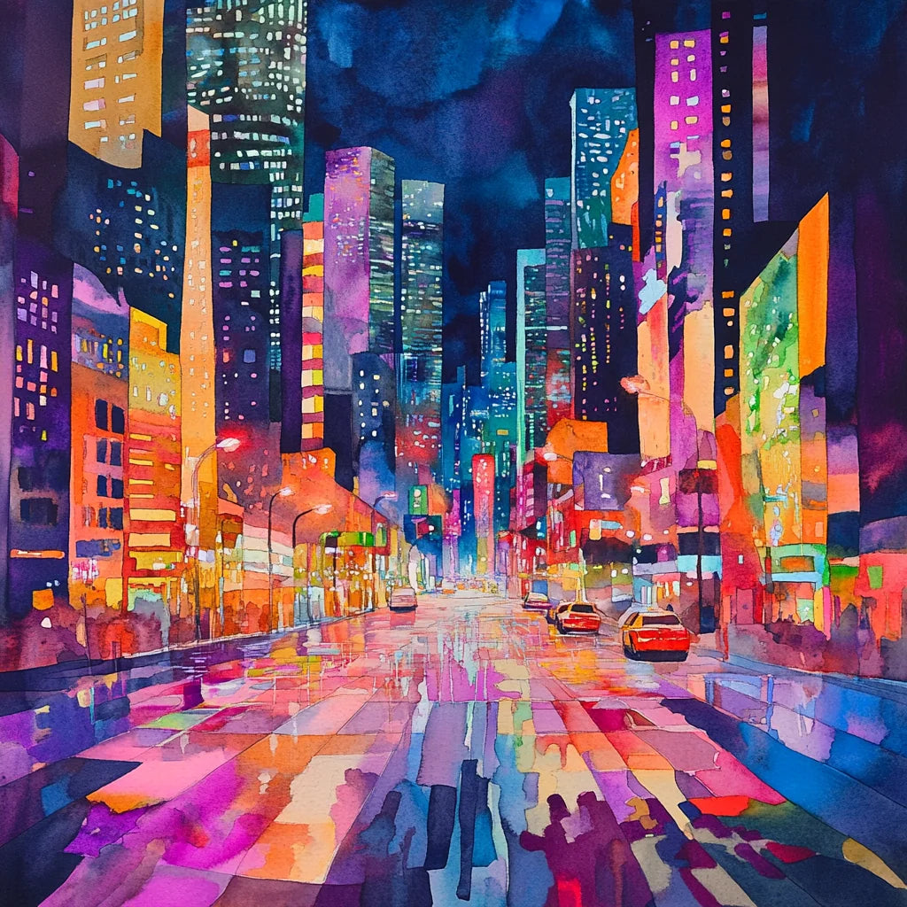 Colorful City Street Abstract Diamond Art Kit