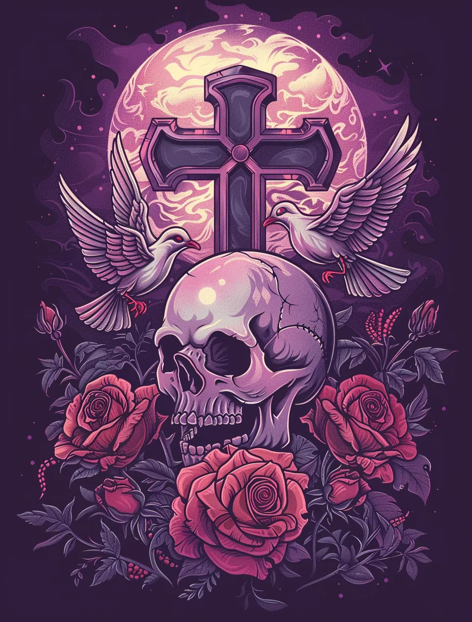 Full Moon Dove Skull Diamond Art Kit