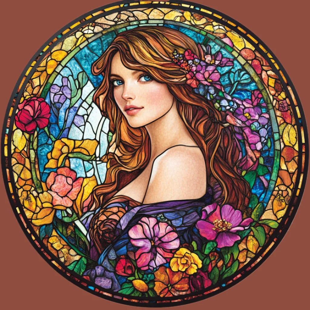 Girl In Flowers Abstract Diamond Art Kit