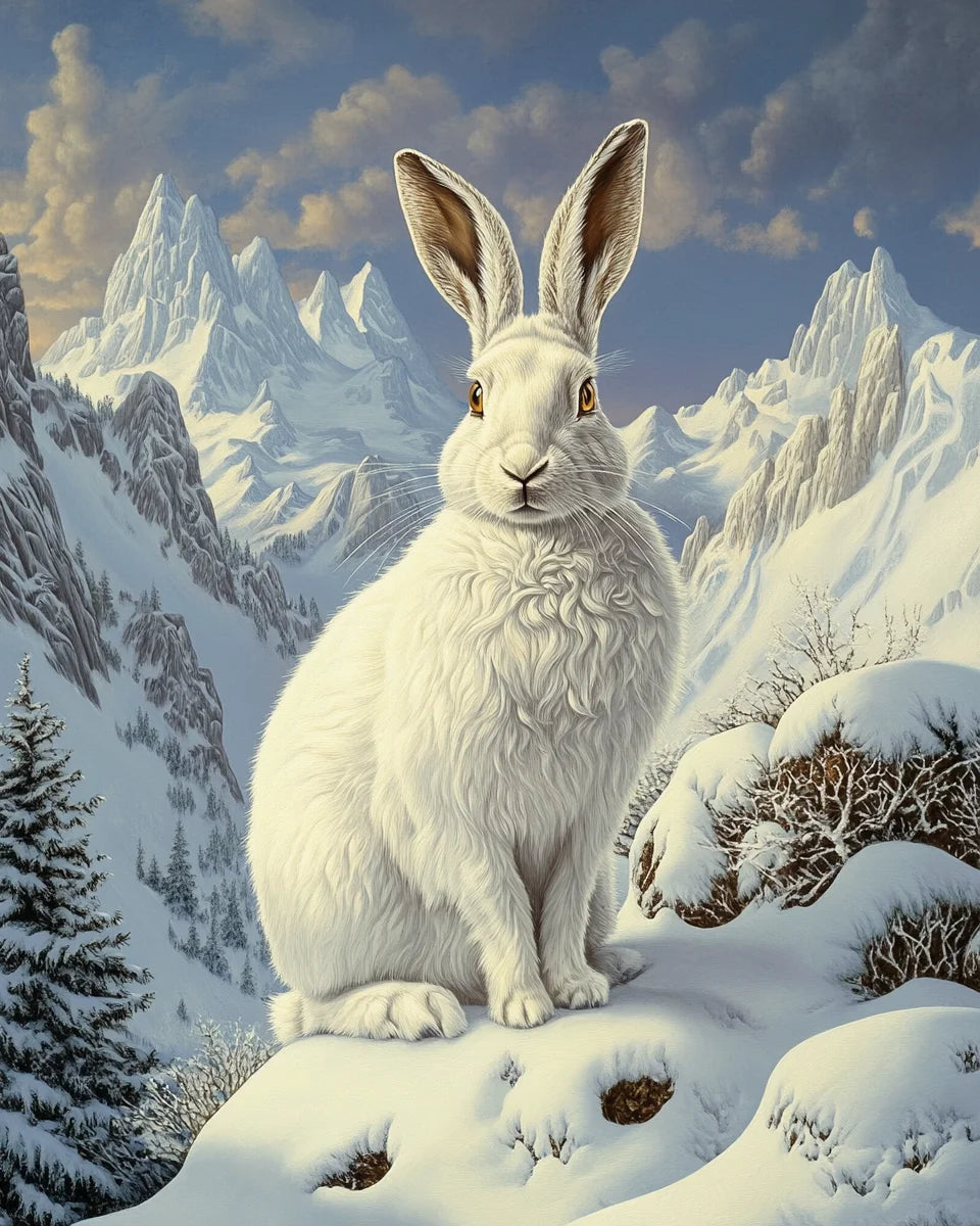 White Rabbit In The Snow Diamond Art Kit