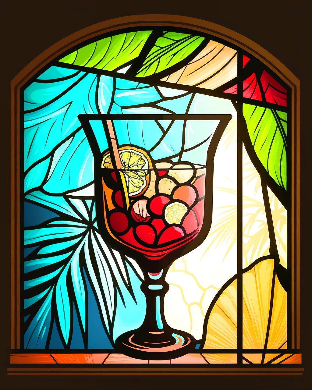 Abstract Tropical Drink Leaves Diamond Art Kit
