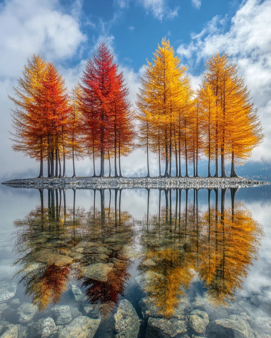 Yellow Orange Trees Water Diamond Art Kit