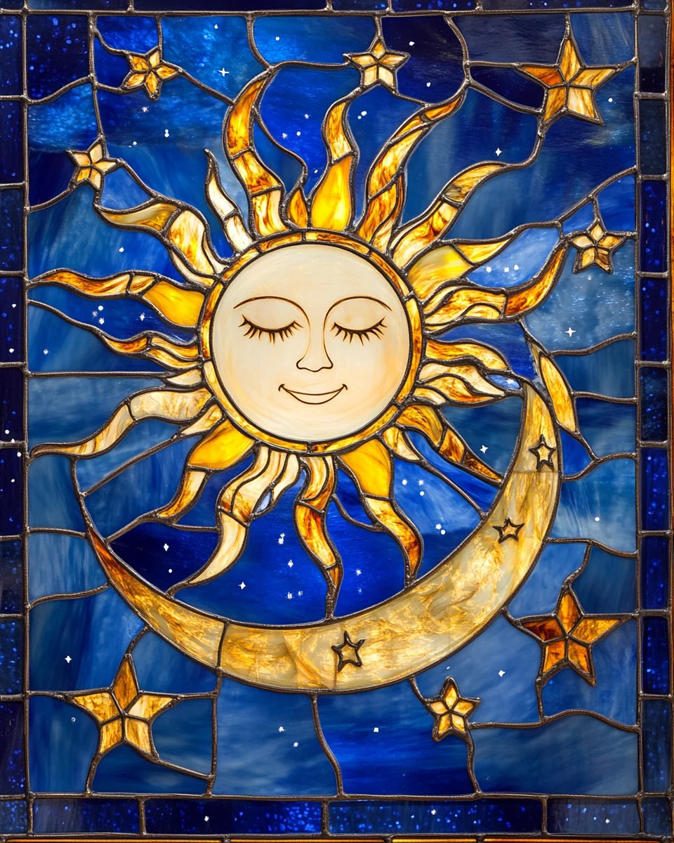 Smiling Sun Crescent Moon Diamond Art Kit