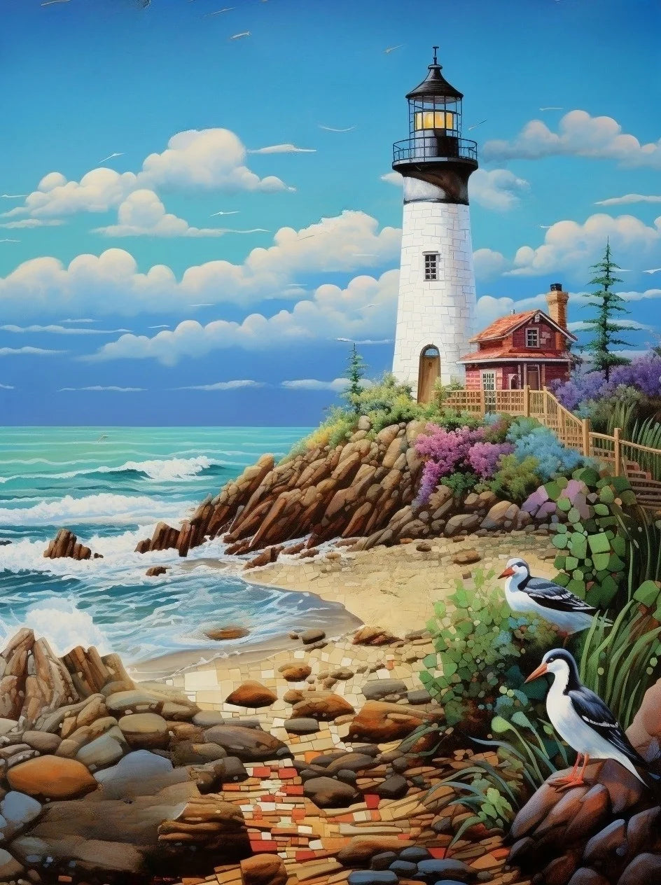 White Lighthouse Diamond Art Kit
