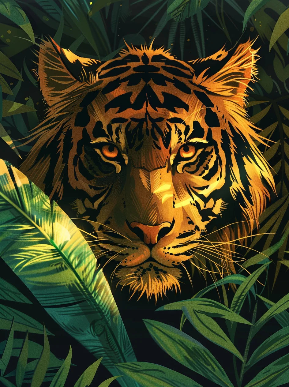 Golden Abstract Tiger Diamond Art Kit