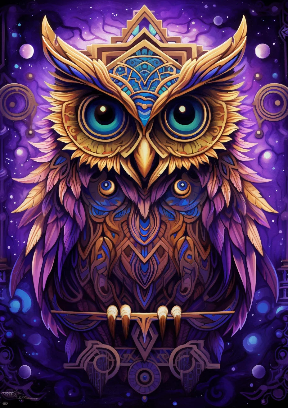 Green Eye Abstract Owl Diamond Art Kit