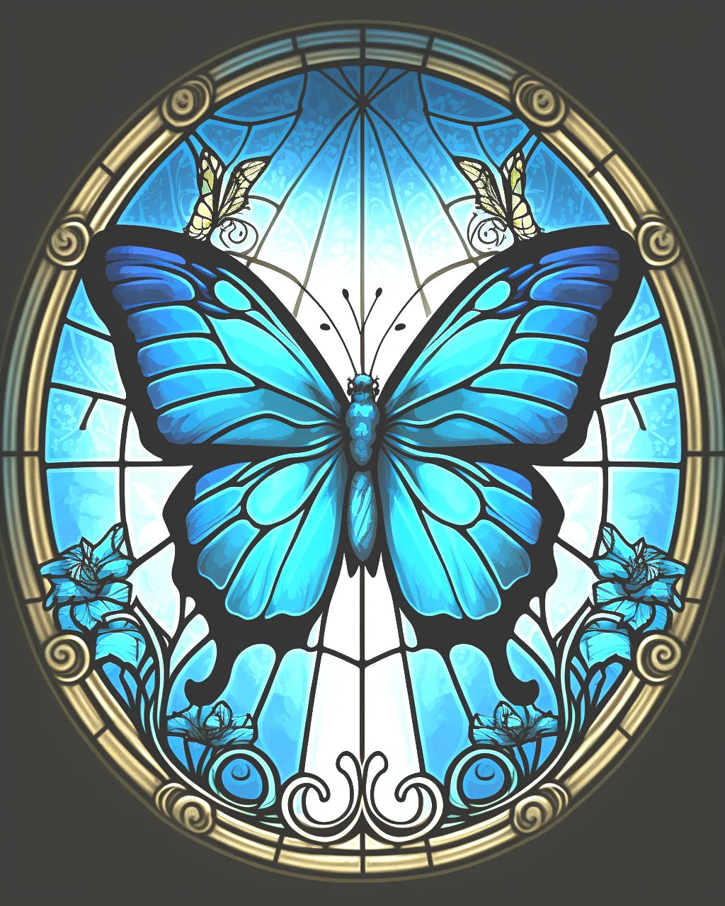 Blue Butterfly Oval Diamond Art Kit