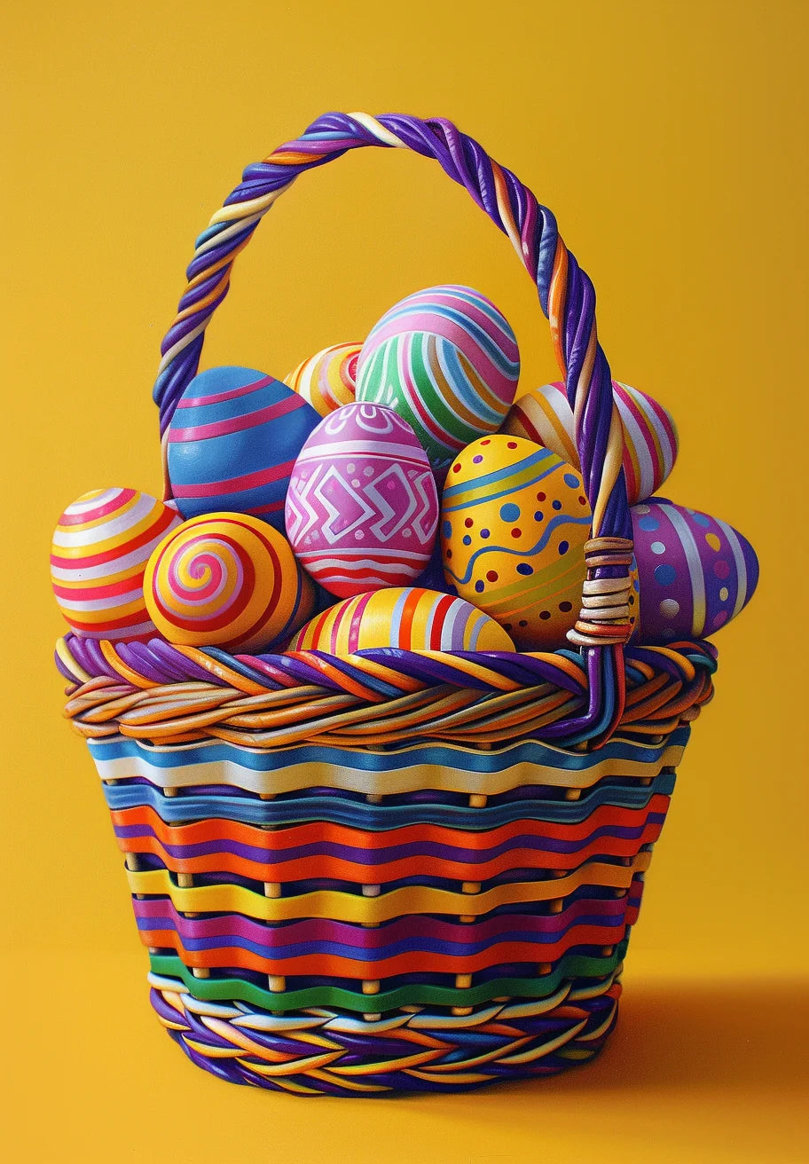 Striped Easter Basket Of Eggs Diamond Art Kit