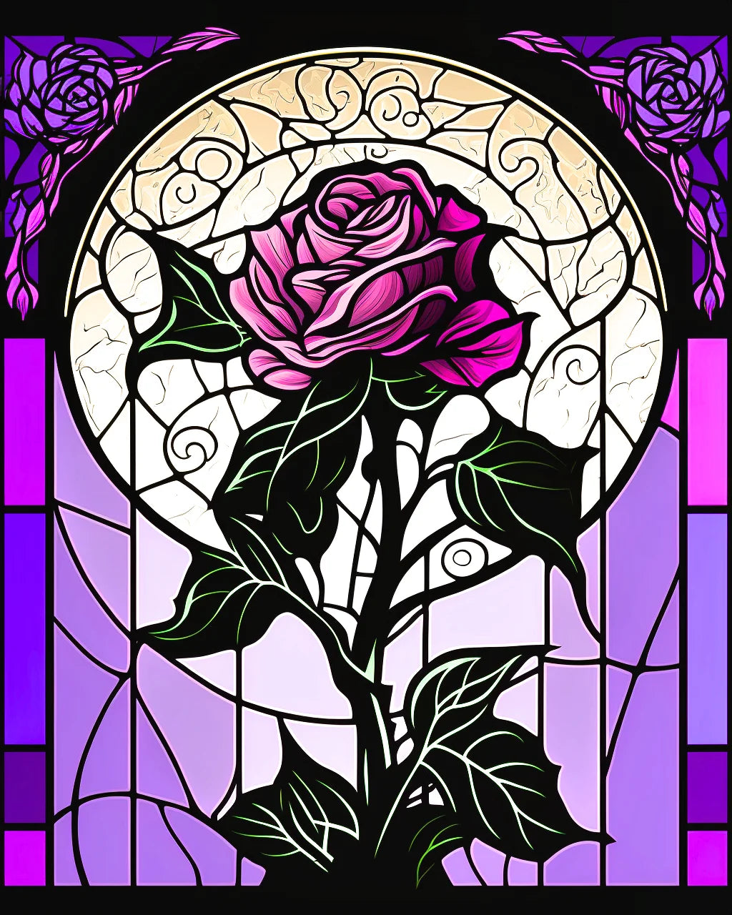 Purple Rose Abstract Panel Diamond Art Kit