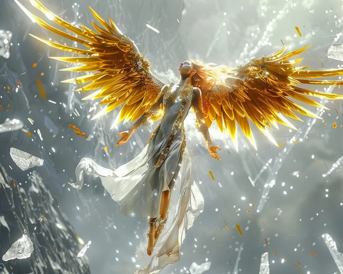 Golden Wing Angel And Ice Diamond Art Kit