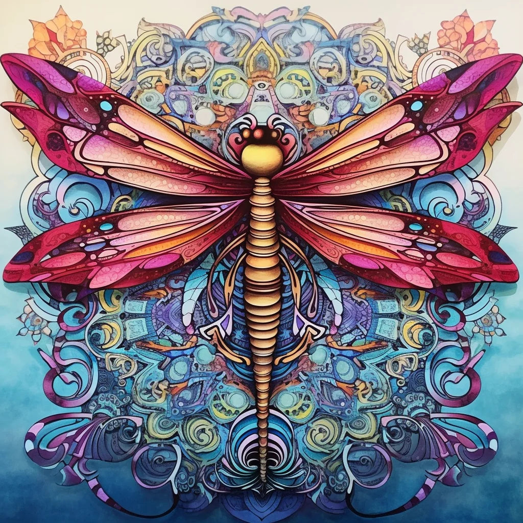 Abstract Pink Wing Dragonfly Diamond Art Kit