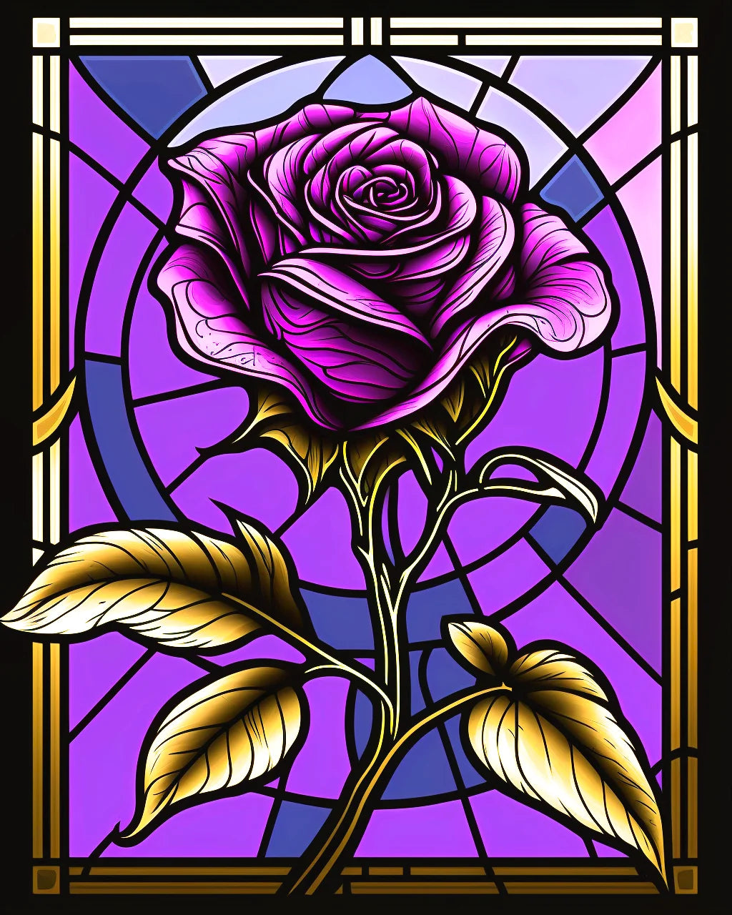 Abstract Purple Rose Panel Diamond Art Kit
