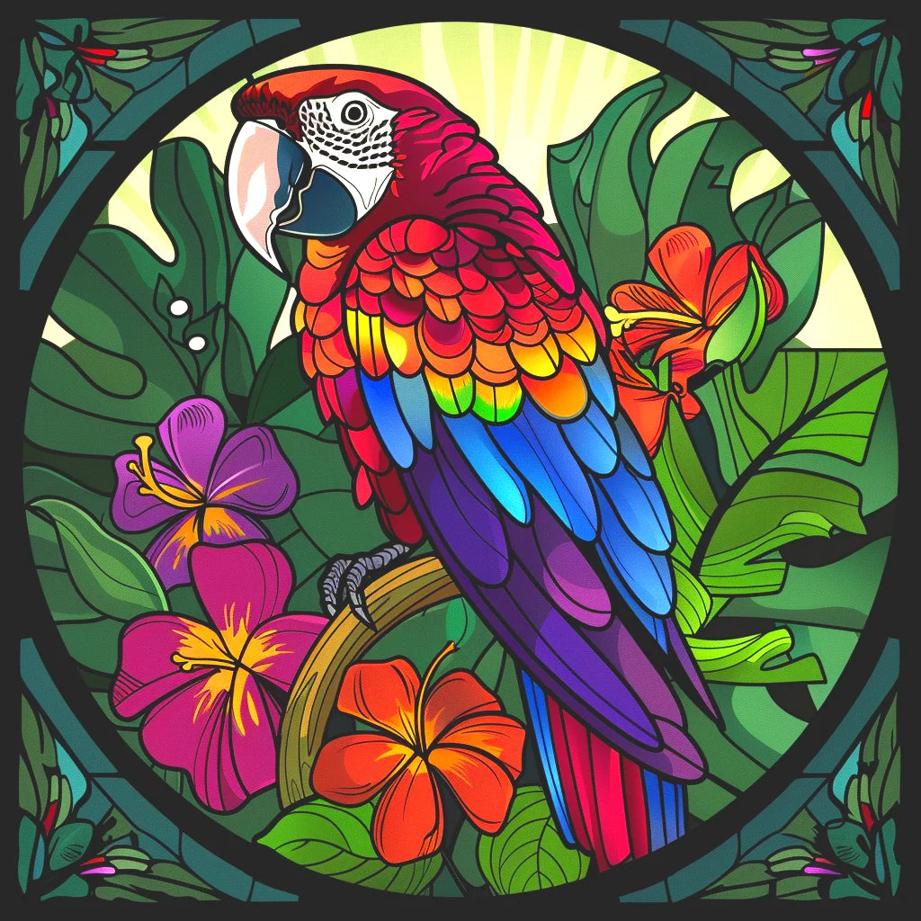 Abstract Parrot Circle Diamond Art Kit
