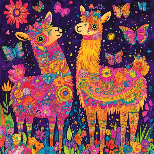 Two Colorful Alpacas Diamond Art Kit