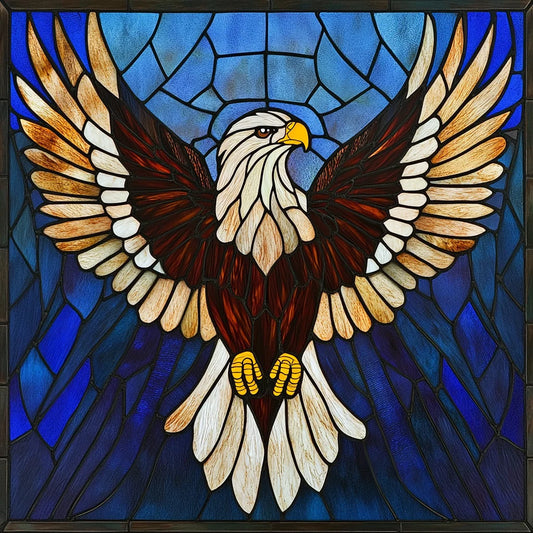 Blue Background Abstract Bald Eagle Diamond Art Kit