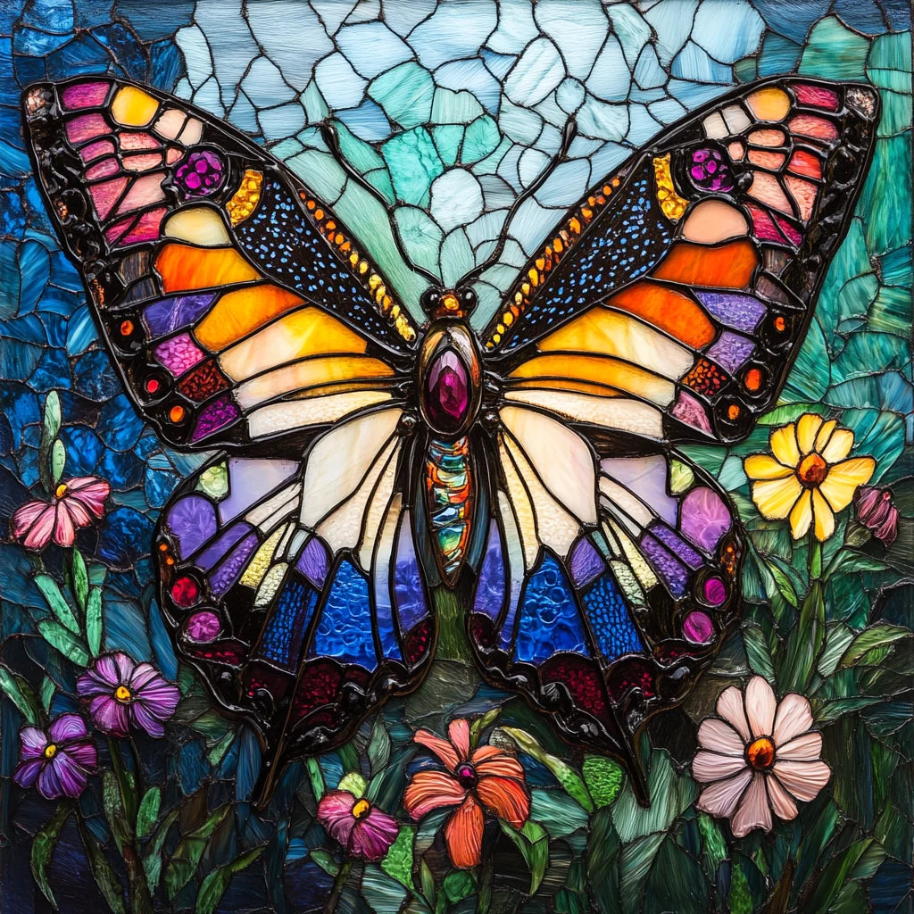 Green Abstract Background Butterfly Diamond Art Kit