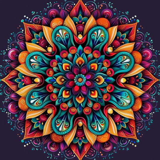 Green Flower Center Mandala Diamond Art Kit