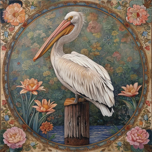 Pink Flower American White Pelican Diamond Art Kit